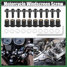 Motoforti 10pcs M5 Motorcycle Fairing Windscreen Screw Bolt Titanium Tone Long-lasting