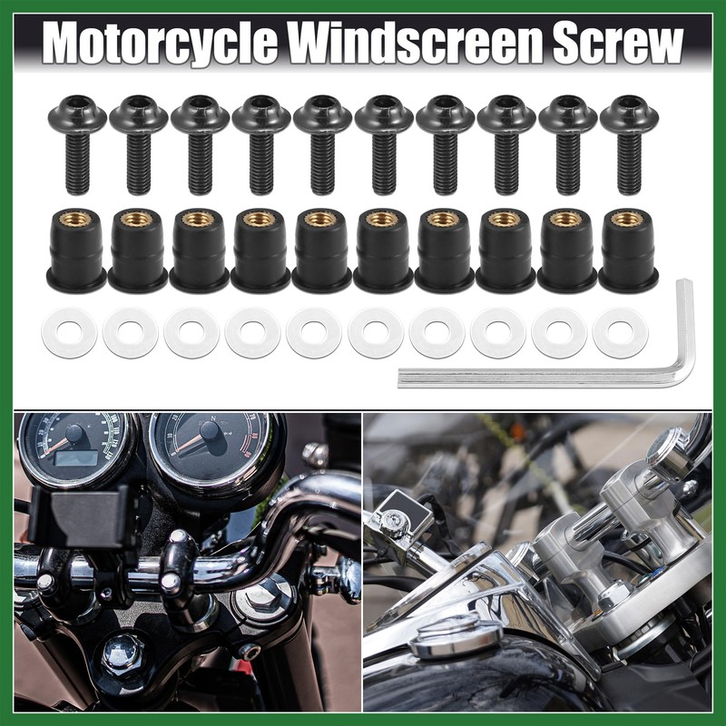 Motoforti 10pcs M5 Motorcycle Fairing Windscreen Screw Bolt Titanium Tone