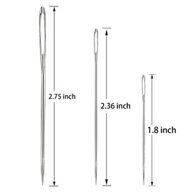 Hekisn Large Eye Sewing Needles, Sewing Needles, Stainless Steel Embroidery Thread Needle, Handmade Yarn Knitting Needles Leather Needle (15 Pieces)