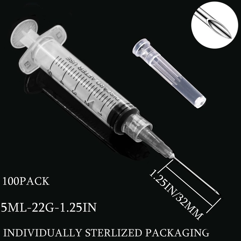 DM YOSLEB 100 Pack 5ml/cc Plastic Luer Lock Syringa with