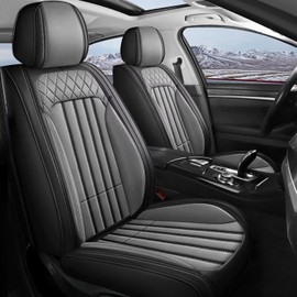 RAWAKORW Car Seat Covers Fit for Nissan Pathfinder 2011-2023 2024 Full Set Leather Seat Cover Automotive Cushion Accessories Interior Decor(2 Row 5 Seat,Black&Grey)