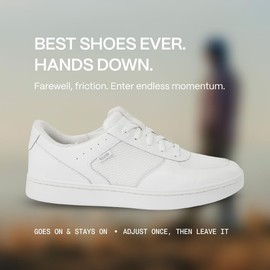 Kizik Oslo Retro-Modern Premium Leather with Mesh Panels Slip On Sneakers - Easy Slip-Ons | Casual Shoes for Men, Elderly | Stylish Orthopedic Shoes for Everyday and Travel - Optic White M13