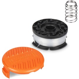 AF-100 String Trimmer Spool Replacement for Black and Decker 30ft 0.065" Refills Line Auto Feed Single Weed Eater,GH600 GH900 Edger with RC-100-P Spool Cap Covers (3 Spools, 1 Cap,1 Spring)