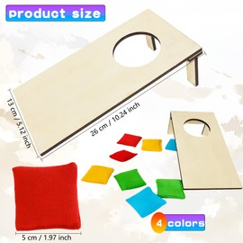 4 Pcs Tabletop Cornhole Boards with 16 Mini Throwing Sandbag Wooden Cornhole Tabletop Game for Adults Kids Indoor Outdoor Travel Throwing Games