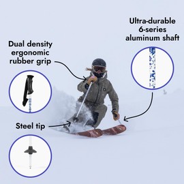 Glory Ski Poles for Adults - Ultra Durable Downhill 6 Series Aluminum Shaft Ski Poles for Men and Women - Snow Skiing Gear for All Mountain, Free Style Skiing (Porcelain, 120 CM)