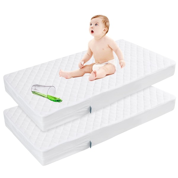 Zippered Crib Mattress Protector - Waterproof Crib Mattress Encasement, Breathable