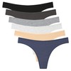 ELACUCOS 6 Pack Women's Thongs Cotton Breathable Panties Bikini Underwear