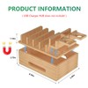 Bamboo Charging Station for Multiple Devices, Desktop Organizer Docking Station,