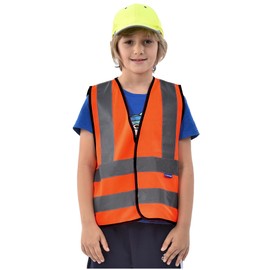AYKRM Safety vest for children, high visibility vest, reflective safety vest, orange