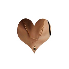 Atentuyi Boho Necklace Gold Choker Necklace CZ Square Pendant Necklace Black Onyx Necklace Square Black Crystal Necklace Black Pendant Necklace Jewellery Women Girls, Crystal Gold