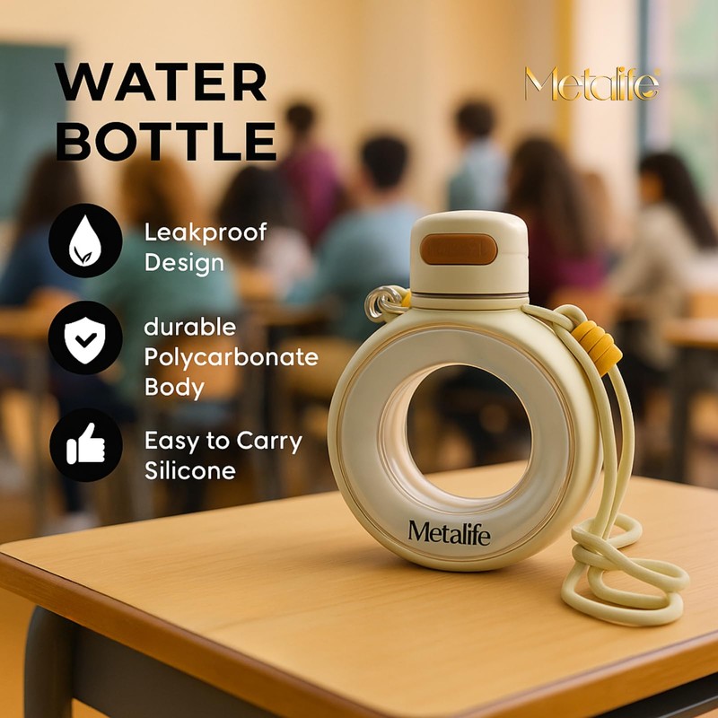 METALIFE Circular Sports Water Bottle – Green, 700ml, Leakproof with