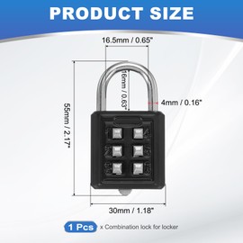 MECCANIXITY Combination Padlock, 6-Digit Push Button Padlock 3-Position Locking Mechanism Security Combination Lock for Locker Gym Sports Locker Cabinet Toolbox (Black, Pack of 1)