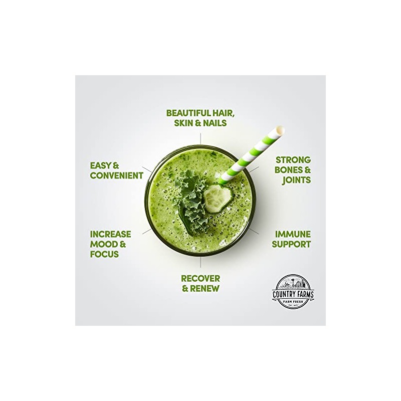 Country Farms Collagen + Greens Dietary Supplement, Energizing Superfoods, 10.6