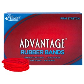 Alliance Rubber 96325 Advantage Rubber Bands Size #32, 1 lb Box Contains Approx. 700 Bands (3" x 1/8", Red)