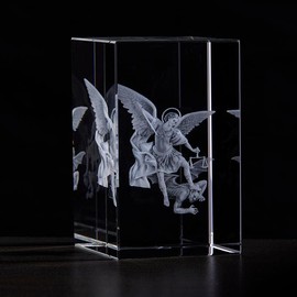 Christian Brands Catholic Square Etched Glass Saint Michael
