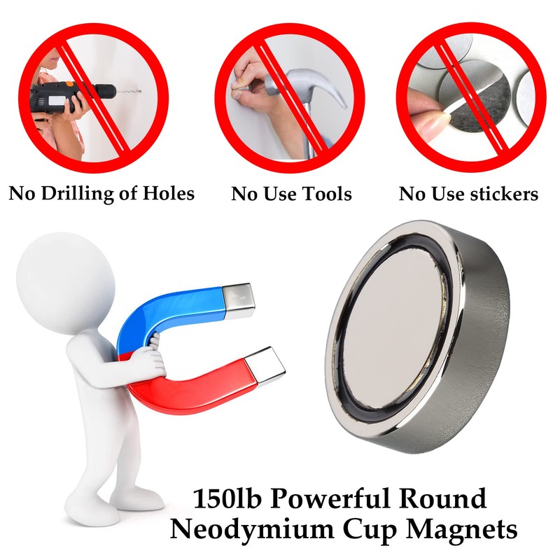 ULIBERMAGNET 150LB 2Pack Strong Neodymium Round Magnet with M8 Female
