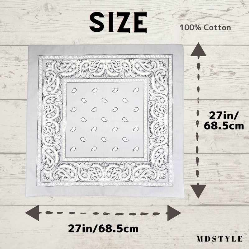[MDSTYLE] 特大バンダナ 68.5cm x 68.5cm 綿100% メンズ & レディース ペイズリー