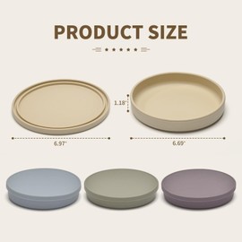 Imagination Junction Silicone Dessert Plates Plates with Silicone Lids, Set of 4, Dinnerware, Cereal, Leftovers & Snacks, Microwave & Dishwasher Safe （yellow, gray, purple, green）