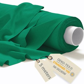 DreamRoots Cotton Fabric, Sold by the Metre, 5 m x 160 cm, 145 g/m², Fabrics for Sewing, Sold by the Metre, Upholstery Fabric, Canvas, Canvas Fabric, Curtain Fabric, Molton, Green