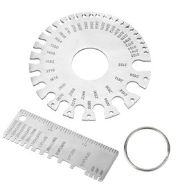 2 Pcs Wire Gauge Measuring Tool Wire Size Chart Stainless Steel Thickness Gauges Metal Sheets Standard Dual Sided Round Wire Sheet Gage Welding Material Cable Measurement Gauges for Wire Welding