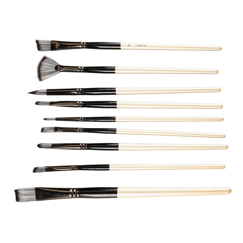 9pcs Gouache Watercolour Brushes Nylon Wool Rustproof Strong Water Absorption