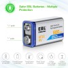 EBL 2Pcs EBL 9V 600mAh 6F22 Li-ion Rechargeable Batteries 9Volt