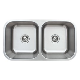 Wells CMU3318-99 Craftsmen Series Kitchen Sink, 33" 50/50 9" Deep, Brushed Matte Finish