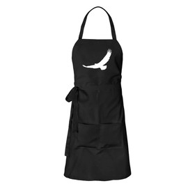 huuraa Apron Eagle Silhouette Eagle Front Tie Cooking Apron with Motif for All Bird Friends Gift Idea for Friends and Family, black