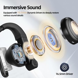 Muzen Open Ear Headphones, Wireless Bluetooth 5.3 Air Conduction IPX5 Wtaterproof Sport Earphones, Sway Shake 23g Lightweight Open Earbuds with Hi-Fi Sound&7H Playtimes for Runing Gaming Workout