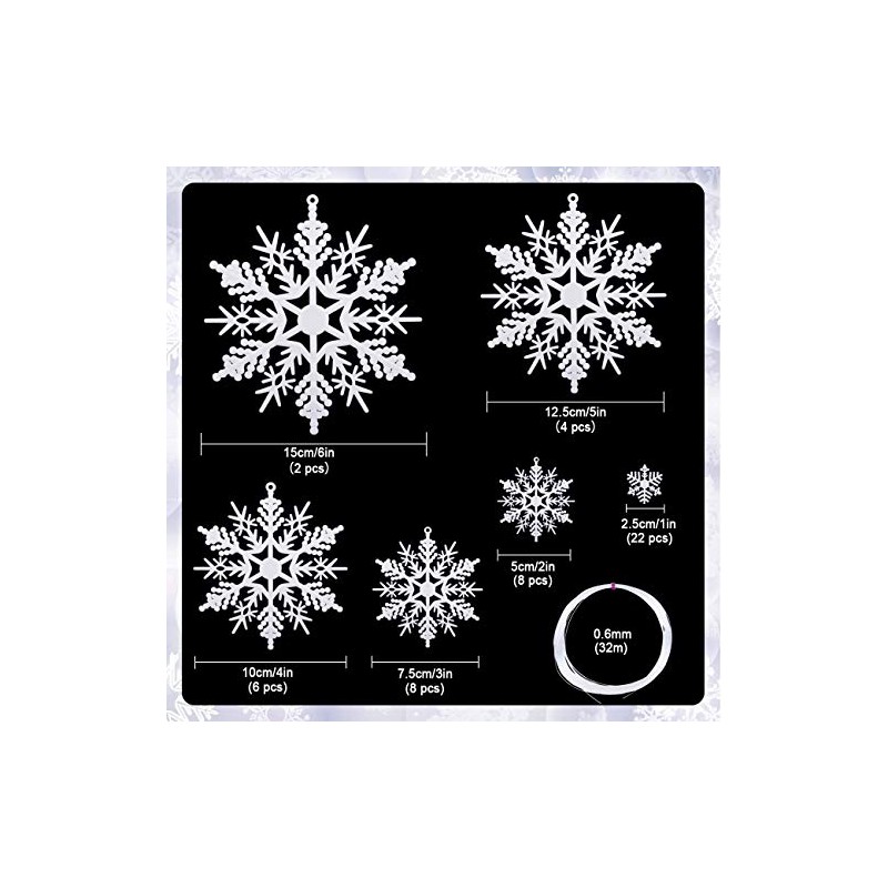 Naler 50 Copos de Nieve para Árbol de Navidad Blancos