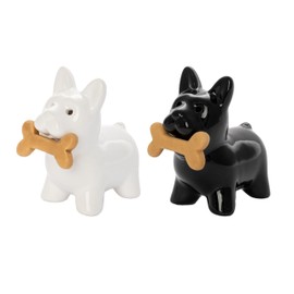 Fisura - Original Cactus Salt and Pepper Set Table Salt and Pepper Set Set Ceramic Salt and Pepper Shakers (Dogs, Black and White)