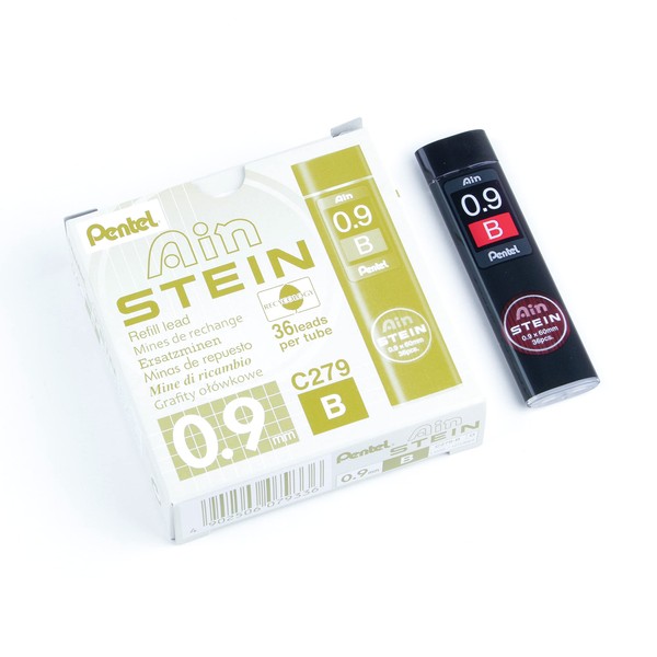 Pentel 0.9 mm B Ain Stein Refill Lead (Pack of 12 Tubes, 36 Leads per Tube)