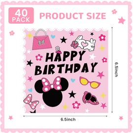 40Pcs Pink Mouse Baptism Napkins -Disposable Paper Napkins for Baby Shower, Party Decorations