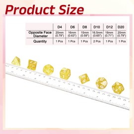 sourcing map Polyhedral Dice Set, 7 Pcs Acrylic Dice for Role Playing Table Games Tabletop Gaming Accessories, Pearl Pattern Golden Yellow