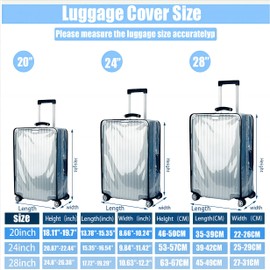 GigabitBest 20/24/28 Inch Thicken Transparent Luggage Cover Suitcase Protector Waterproof PVC Full Clear Cover Travel Suitcase 20 24 28 inch