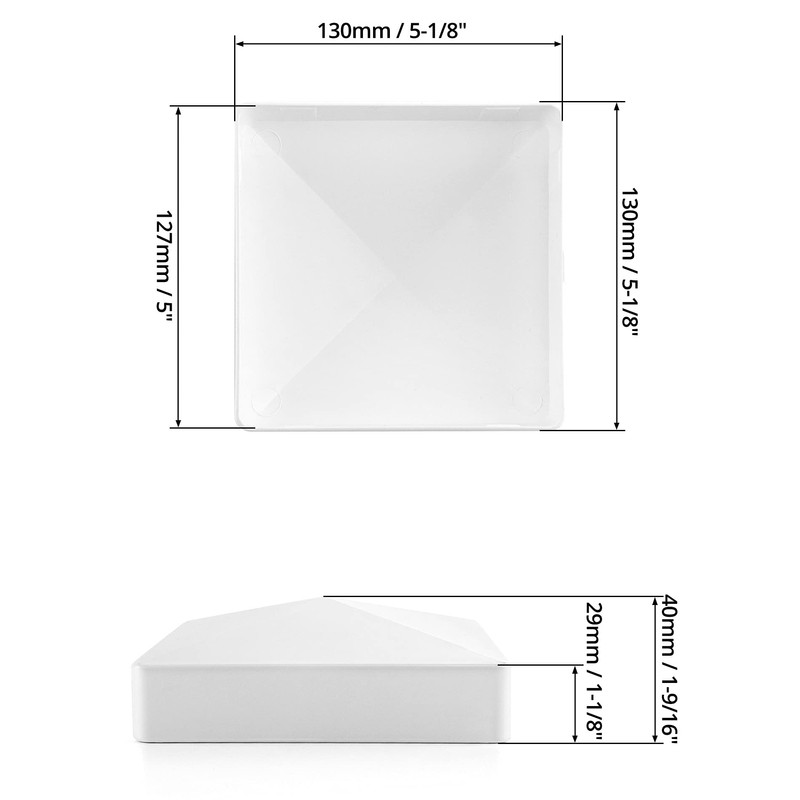 QWORK Vinyl Post Cap, 8 Pack 5" x 5" Vinyl