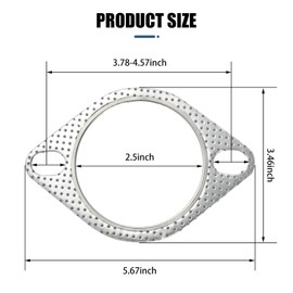 Tesnaao Pack-2 Car Exhaust Pipe Gasket, Waterproof Durable Metal Vehicle Sealing Pad Replacement, Universal Double Hole Automotive Silencer Joint Gasket Accessories for Truck SUV Car (Silver #2.5In)
