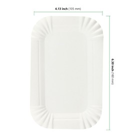 HAKZEON 200Pcs White Paper Party Plates, 10.5x16cm Disposable Paper Plates, Rectangle Paper Plates for Serving Wedding, Birthday Party, Picnic