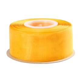 Joycrosso 1-1/2 Inch Yellow Gold Shimmer Sheer Organza Ribbon Sheer Chiffon Ribbon 50 Yards-Roll Multiple Colors Available for Gift Wrapping Wedding Events Christmas Décor