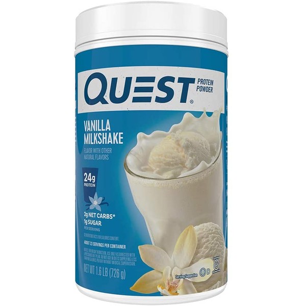 Quest Nutrition Vanilla Milkshake Protein Powder, High Protein, Low Carb, Gluten Free, Soy Free, 25.6 Ounce (Pack of 1)