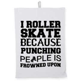 Hippowarehouse I roller skate because punching people is frowned upon Tea Towel Eco Printed Dish Cloth Kitchen accessory 50cmx70cm 100% Cotton