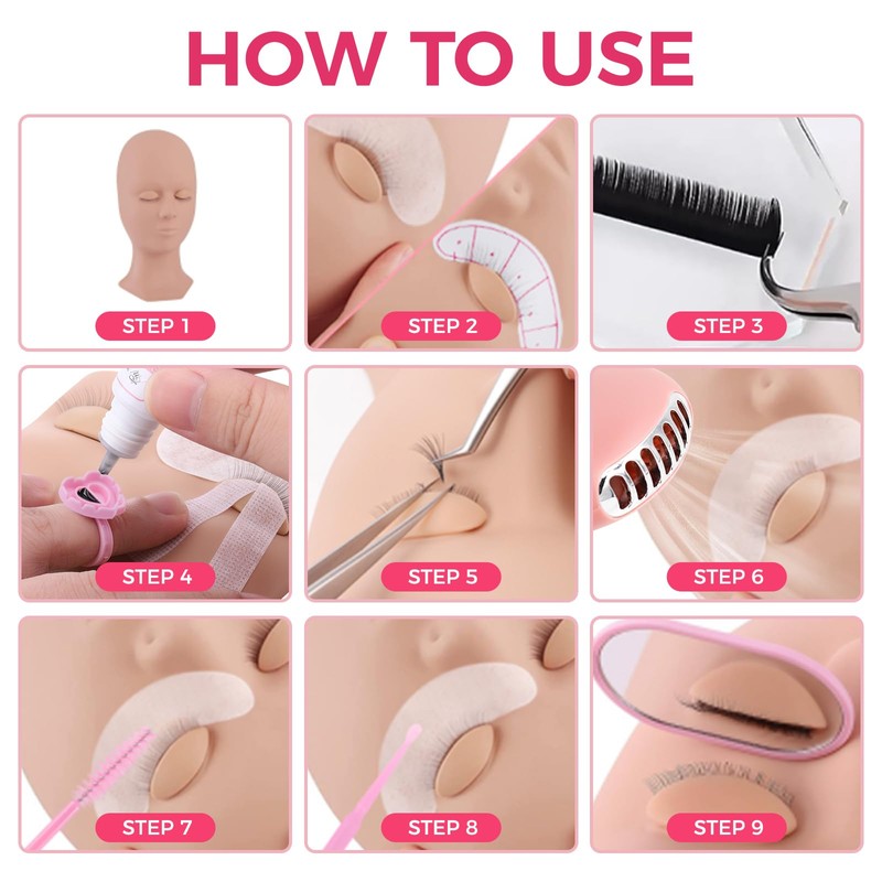 Pretty memory 152 PCS Eyelash Extension Kit with Lash Mannequin