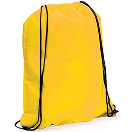 eBuyGB Unisex's Reusable Polyester Drawstring Backpack, Gym Rucksack, School Sport, PE Kit, Book Bag, Yellow, 34 x 42 cm Ideal for Printing, Cameo, HTV