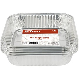 BlueSky Square Aluminum Pans - 8″ (10 Count) - Durable & Disposable Pans - Perfect for Baking, Roasting, and Meal Preparation
