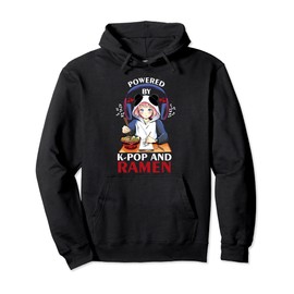 Powered By K-pop And Ramen Sketching Anime Girl Kpop Pullover Hoodie