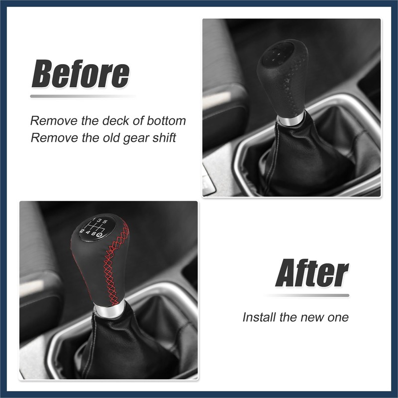INFINAUTO Black Universal 6 Speed Car Gear Shift Knob PU