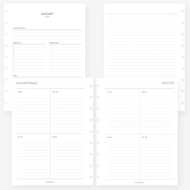 Classic Happy Planner 2025 Week on Two Pages Weekly Planner Insert Agenda Refill for 9-Discs Notebook 7 x 9.25 (Weekly Vertical Border Lined)