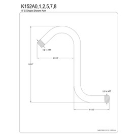 Kingston Brass K152A5 Designer Trimscape Showerscape S-Shape Shower Arm, Oil Rubbed Bronze