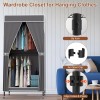Portable Grey 2-Tier Clothing Rack with 4 Wheels 2 Hanging