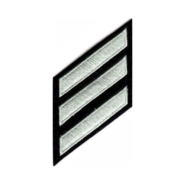 Uniform Service Hash Marks - LAPD Silver Grey on Black Felt Backing - 3 Hashes